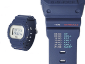 Casio G-Shock DW-5600CH25-2-klockan och en närbild av armbandet - mot en vit bakgrund. (Bildkälla: Challenger - redigerad)