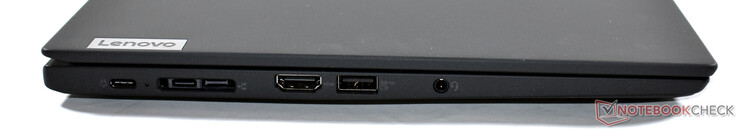 vänster: 2x USB-C 3.2 Gen 2, miniEthernet/dockningsport, HDMI 2.0, USB-A 3.2 Gen 1, 3,5-mm-ljud