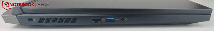 Till vänster: Kensington, LAN, USB-A, headsetport