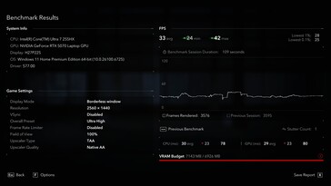QHD native: 33 bilder/sekund och stakningsantal på 1
