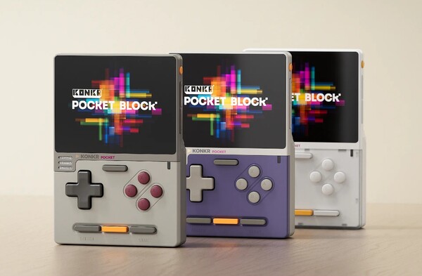 Ayaneo Konkr Pocket Block i färgerna Original Grey, Cube Purple och Atoms White.
