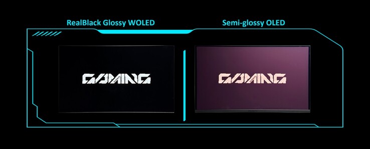 RealBlack Glossy-beläggningen ger djupare svärta än matta OLED-skärmar. (Bildkälla: Gigabyte)