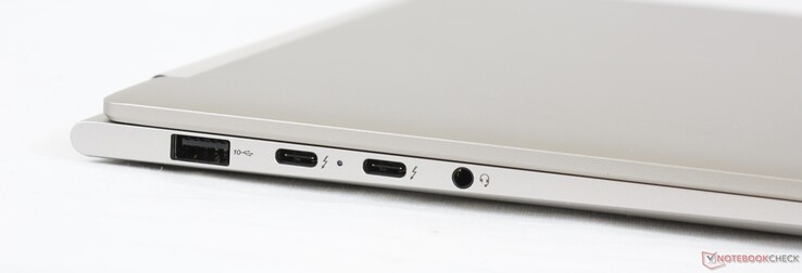 Vänster: USB-A 3.2 Gen. 2, 2x Thunderbolt 4 med DP och PD, 3.5 mm kombinerad ljudanslutning