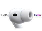 Konstnärlig framställning av AirPods Pro 3 som översätter spanska till engelska. (Bildkälla: Apple)