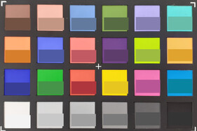 ColorChecker Passport: Den lägre halvan av varje färgområde visar referensfärgen.