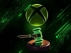 En affisch om Xbox-rättegången visas