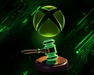 En affisch om Xbox-rättegången visas