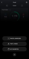 En skärmdump av det nya alternativet My Favourites i Zepp App Food Log-verktyget. (Bildkälla: Zepp App)