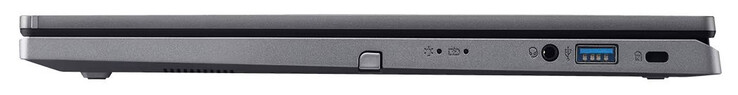 höger sida: aktiv penna, ljudkombination, USB 3.2 Gen 1 (USB-A), plats för kabellås