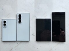 Påstådda läckta designmodeller av Galaxy, Z Fold 8 (den bredare modellen) och Fold 8 Ultra.