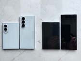 Påstådda läckta designmodeller av Galaxy, Z Fold 8 (den bredare modellen) och Fold 8 Ultra.