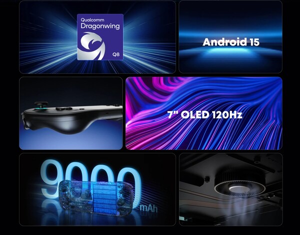 Ayn Odin 3 Portal har en Snapdragon-processor och en batterikapacitet på 9000mAh.