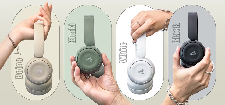 Hörlurarna JVC Kenwood HA-S60W finns i fyra lugnande matta färger - beige, khaki, vit och svart. (Bildkälla: JVC Kenwood)