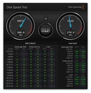 MacBook Air M1: Blackmagic Disk Hastighetstest