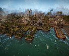 En bild som visar en stad i Kaiserpunk, just nu med 50 % rabatt på Steam.