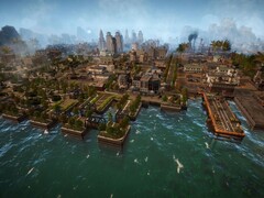 En bild som visar en stad i Kaiserpunk, just nu med 50 % rabatt på Steam.