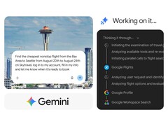 Gemini Spark bearbetar en flygsökning i Chrome och påbörjar bokningen
