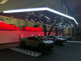 Tesla planerar en futuristisk Cyber Canopy Supercharger-stationsdesign. (Bildkälla: Max de Zegher/X)