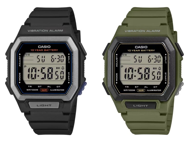 Klockorna Casio W-738H-1AV (vänster) och W-738H-3AV (höger)
