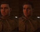 En bild som visar en karaktärsmodell till höger för Henry i Kingdom Come: Deliverance 2 efter att DLSS 5 har implementerats