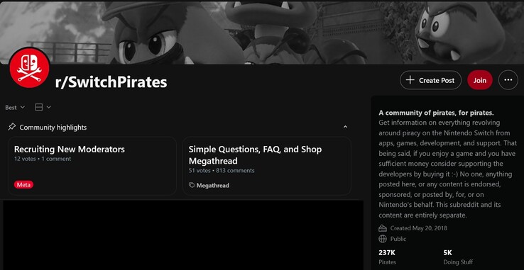 Switch piracy subreddit visas (Bildkälla: skärmdump, r/SwitchPirates)