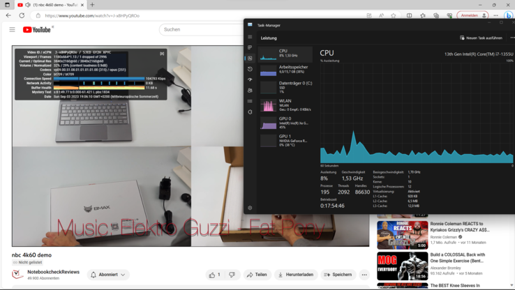 4K YouTube: 45 % iGPU- och 8 % CPU-belastning