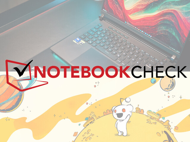 Notebookcheck-logotypen över en bild på en bärbar dator och Reddit-grafik. (Bildkälla: Notebookcheck och Reddit, w/edits)