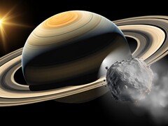 En illustration visar en trojansk asteroid som följer Saturnus. (Bildkälla: Robert Lea - Canva)