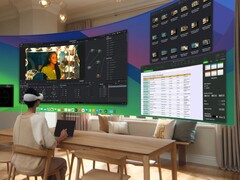 En användare använder ett virtuellt skrivbord med hjälp av headsetet Apple Vision Pro (Bildkälla: Apple)