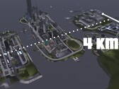 En flygvy över GTA III Liberty Citys 4KM-karta med tre öar