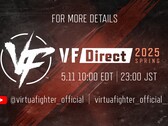 Fans över hela världen kan titta på eller spegla VF Direct-sändningen (Bildkälla: SEGA via X)