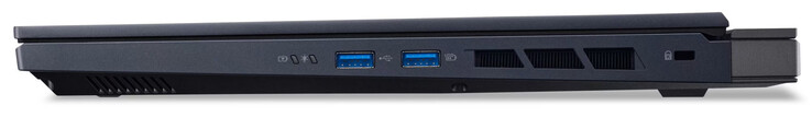 Höger sida: 2x USB 3.2 Gen 2 (USB-A), plats för ett Kensington-lås