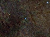 En sammansatt bild som visar en del av det interstellära mediet som röntgats för svavel (Bildkälla: DSS, DECaPS, eRosita och NASA; beskuren)