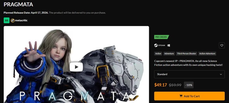 Pragmata listade med en rabatt.