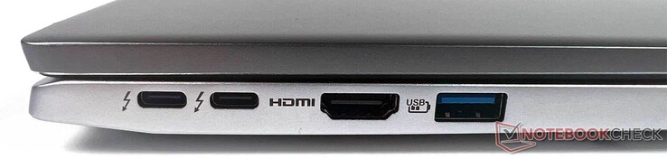 Till vänster: 2x Thunderbolt 4, 1x HDMI 2.1, 1x USB typ-A 3.1 gen. 1
