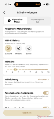 Klippinställningar i Dreame-appen