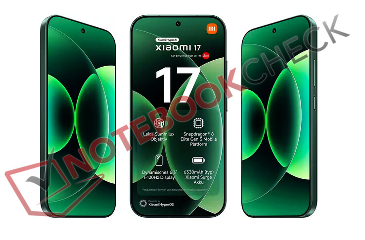 Återförsäljaren listar också alla kärnspecifikationer för den globala versionen av Xiaomi 17. (Bildkälla: via Notebookcheck)
