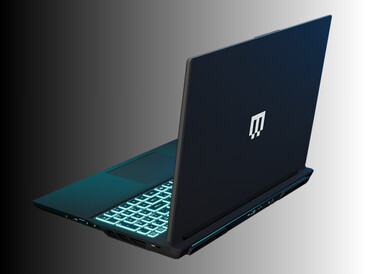 Maingear Super 16 gaming laptop bakifrån i vinkel (Bildkälla: Maingear PR)