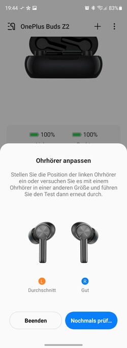 OnePlus Buds Z2 har ett test av hörlurarnas passform