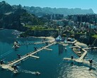 En bild som visar en futuristisk stad i Anno 2205.