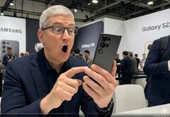 Viral deepfake visar Tim Cook som ett fan av Samsung Galaxy S25 Ultra. (Bildkälla: X, Noah Cat, @Cartidise, skärmdump).