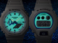 Casio G-Shock Hidden Glow-serien har ett ljust tillvägagångssätt med vit och blå estetik tillsammans med luminusskivorna. På bilden från höger till vänster - Casio DW-6900HDS-7A1, och Casio GA2100HDS-7A. (Bildkälla: Casio)