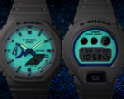 Casio G-Shock Hidden Glow-serien har ett ljust tillvägagångssätt med vit och blå estetik tillsammans med luminusskivorna. På bilden från höger till vänster - Casio DW-6900HDS-7A1, och Casio GA2100HDS-7A. (Bildkälla: Casio)