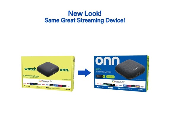 Onn 4K Pro's detaljhandelslåda liknar nu den för Onn 4K Plus. (Bildkälla: Walmart)