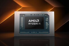 Denna bild visar en redigerad version av marknadsföringsbilden för AMD:s Ryzen AI-chips.