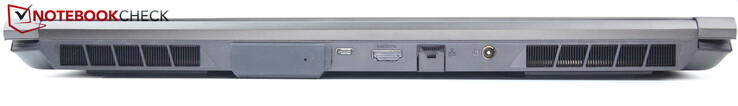 Baksida: port för vätskekylning, USB-C 4.0 med Thunderbolt 4, HDMI, LAN, strömförsörjning