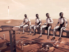 Tesla Optimus-robotar utplacerade för byggnadsarbete på Mars. (Bildkälla: SpaceX)