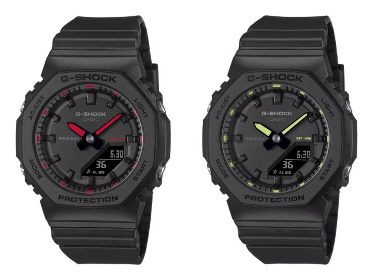 Klockorna Casio G-Shock GMA-P2100SA-1A1 (vänster) och GMA-P2100SA-1A2 (höger). (Bildkälla: Casio)