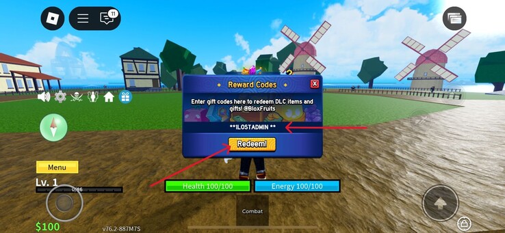 Ange koden i det angivna fältet (Bildkälla: Roblox)