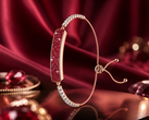 Inllie Luna Light-armband i guldfinish med röda moissanit-accenter
